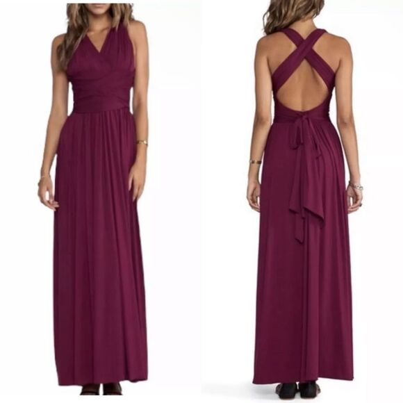 Halston Heritage Dresses & Skirts - NEW Halston Heritage V-Neck Womens Draped Dress 4 Maxi Formal Grecian Knit Red